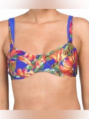 NWT Farm Rio Blue Tropical Marilyn Monroe Style uderwire Bikini Top sz lg